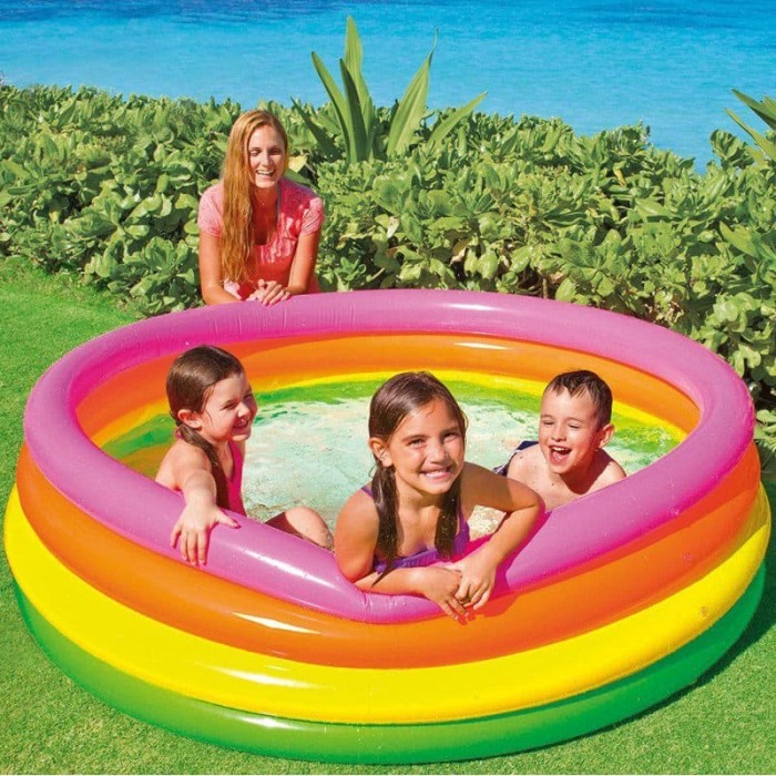 INTEX Kolam Renang Pompa Anak Besar | Sunset Glow 4 Ring Rainbow Pool