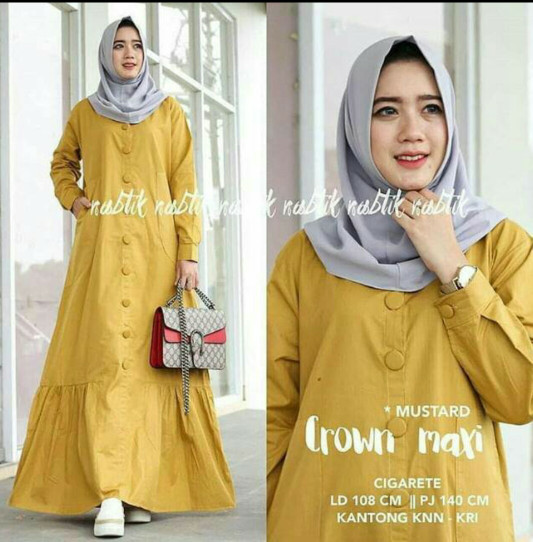 Baju Terusan Muslim Crown Maxi Hijab Koko Wanita Untuk Hari Raya Apple 1