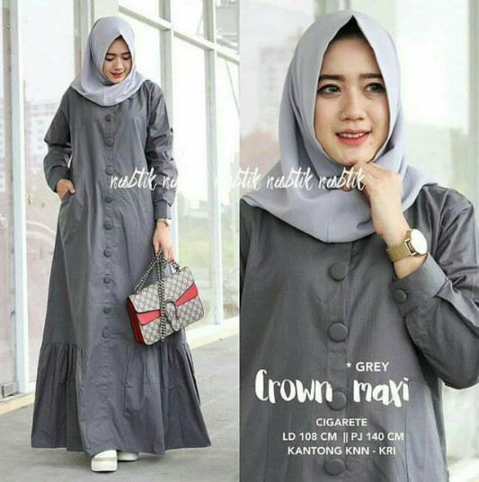 Baju Terusan Muslim Crown Maxi Hijab Koko Wanita Untuk Hari Raya Apple 2
