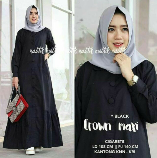 Baju Terusan Muslim Crown Maxi Hijab Koko Wanita Untuk Hari Raya Apple 3