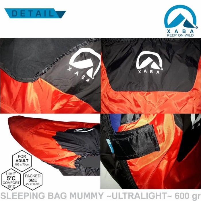 Sleeping Bag Mummy XABA, kantung tidur selimut untuk camping .