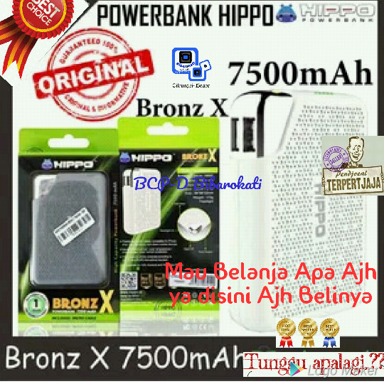 Hippo Power Bank 7500mAh Bronz X Simple Pack Garansi Resmi Hippo 1 Th - Putih