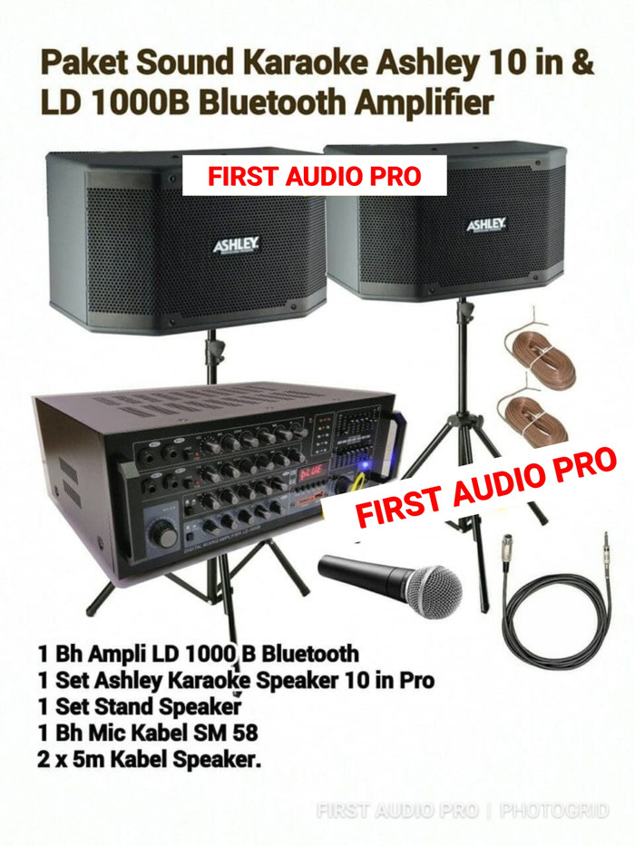 Jual PAKET KARAOKE SPEAKER ASHLEY 10 INCH + AMPLI LD 1000B Jakarta