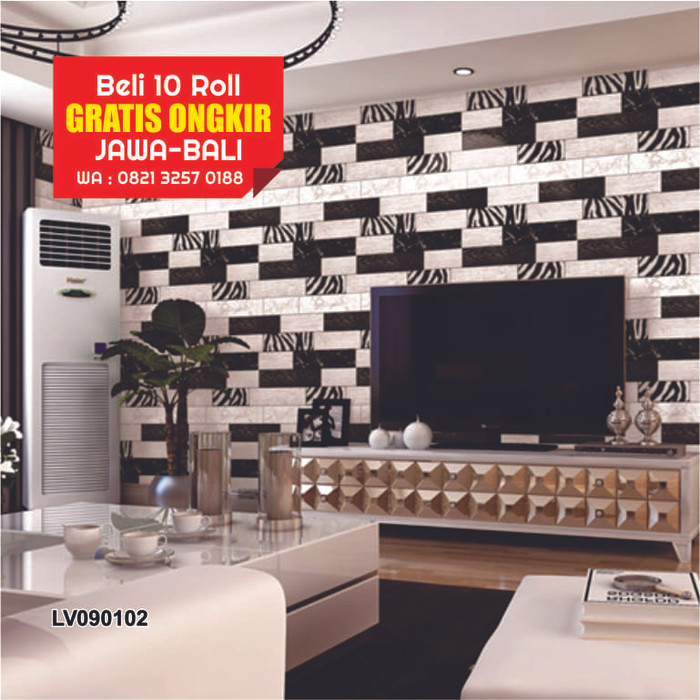 jual wallpaper motif kayu modern black white 10mx53cm, bukan