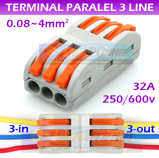 Jual Terminal Paralel 3 Line Konektor Jalur Kabel