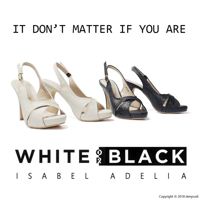 Isabel BRENDA Sepatu Wanita Hak Tinggi Slingback Heels Hitam Putih