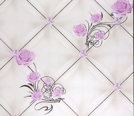 WALLPAPER STIKER DINDING bunga rose kotak ungu CONTACT PAPER GROSIR 5M