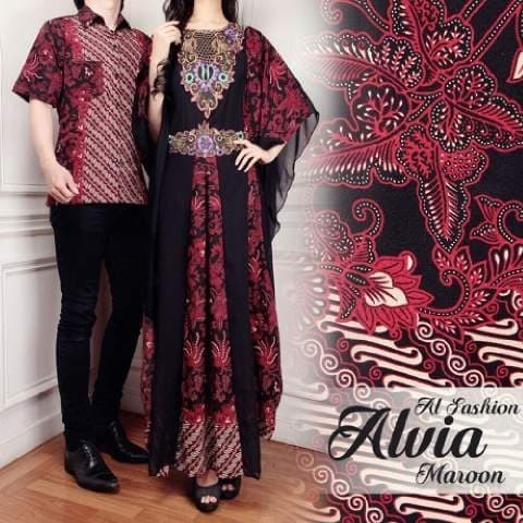 Baju Couple Alvia ( Sepasang Dress Kaftan + Kemeja ) Setelan Batik 4