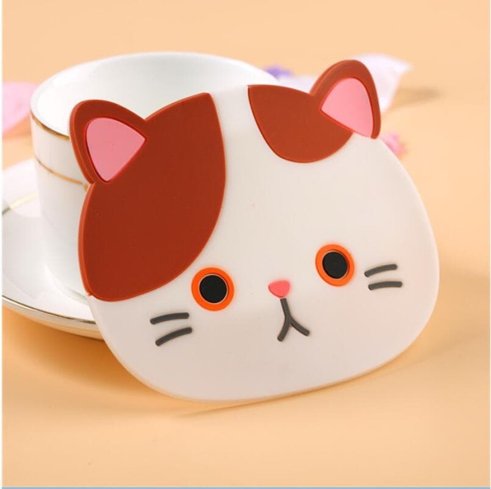 Jual 100 Piece Silikon Meja Makan Tatakan Coaster Kartun Kucing