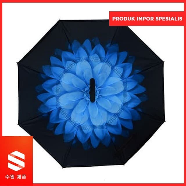 PAYUNG TERBALIK REVERSE UMBRELLA GAGANG C KAZBRELLA DOUBLE LAYER