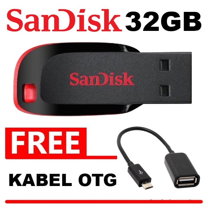 Flashdisk Sandisk Cruzer Blade 32GB BONUS OTG C110 Flasdisk Flash Disk