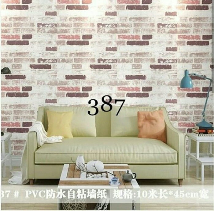 jual wallpaper sticker murah bata putih pink merah 10 meter - kota