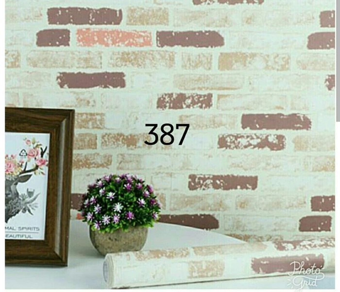 jual wallpaper sticker murah bata putih pink merah 10 meter - kota