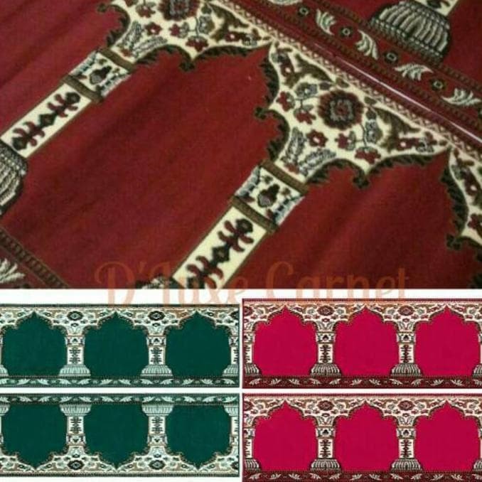 Karpet Sajadah Roll motif Mesjid, Pillar dan Polos 105 x 570