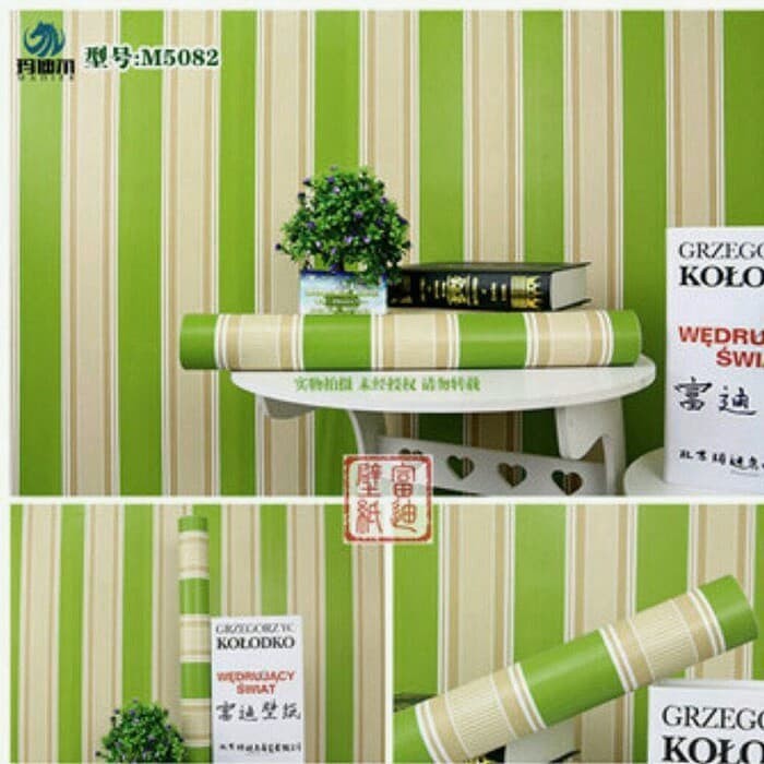 jual wallpaper sticker garis hijau murah line green walpaper dinding