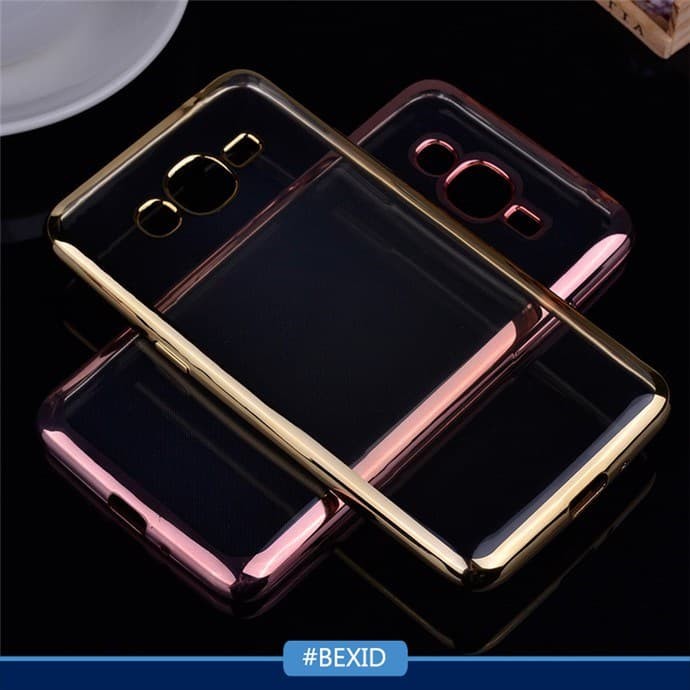 Samsung Galaxy J2 Prime Softcase Ultrathin Shining Plating Chrome Case - Emas