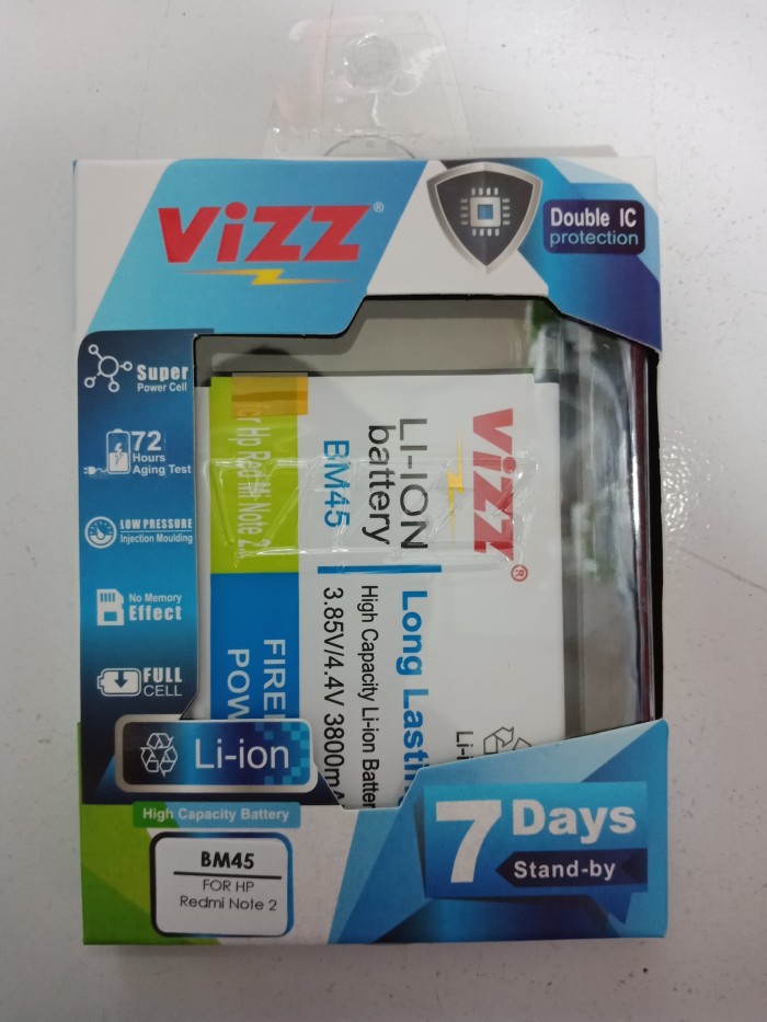 Baterai Battery Vizz Xiaomi Redmi Note 2 BM45 Original Double Power
