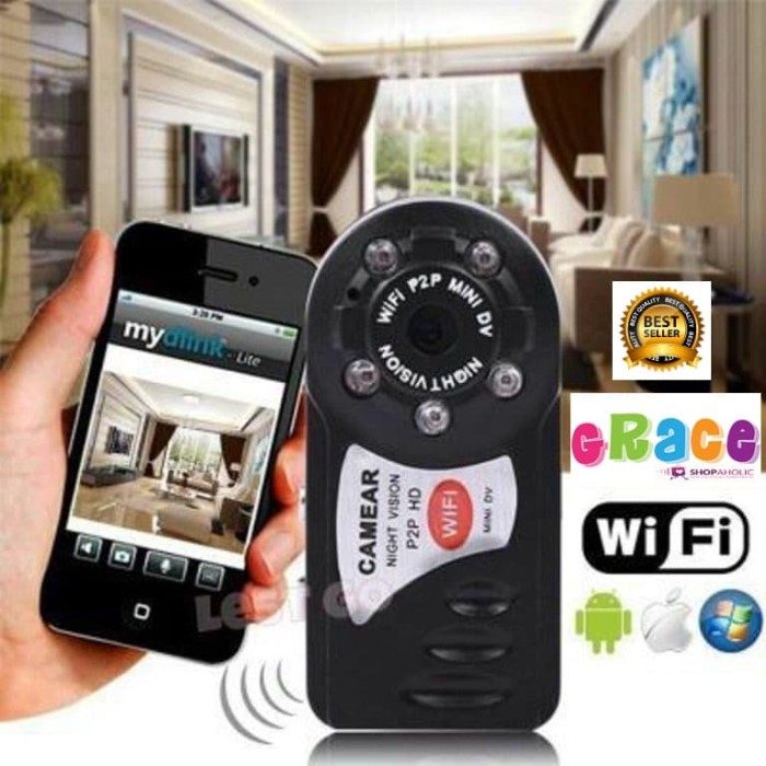 1x HD Q7 Wireless WIFI Mini Hidden Camera P2P DV Video Recorder DVR Night Vision