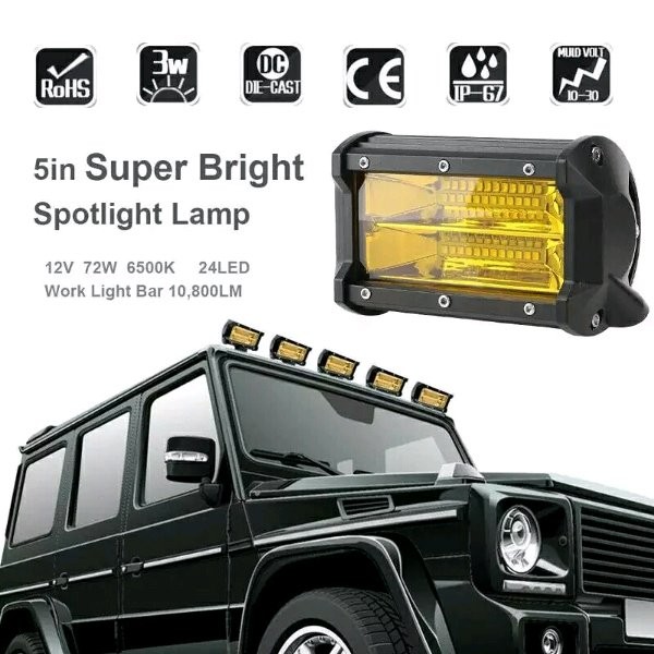 LAMPU SOROT OFFROAD WORKING LED LIGHT CREE USA 72 WATT KUNING YELLOW