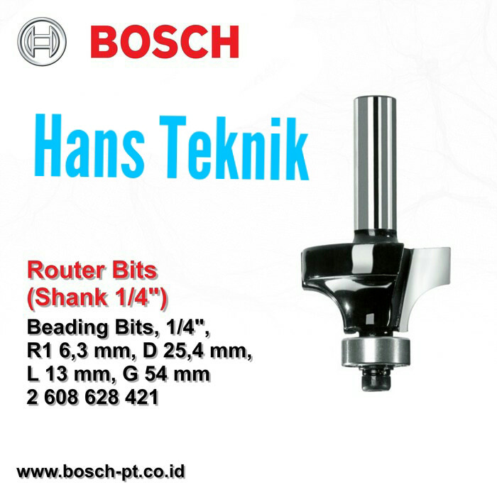Jual Mata Router Bosch Bending Bits 6mm 1/4" R 6,3 D 25,4 L 13mm bs