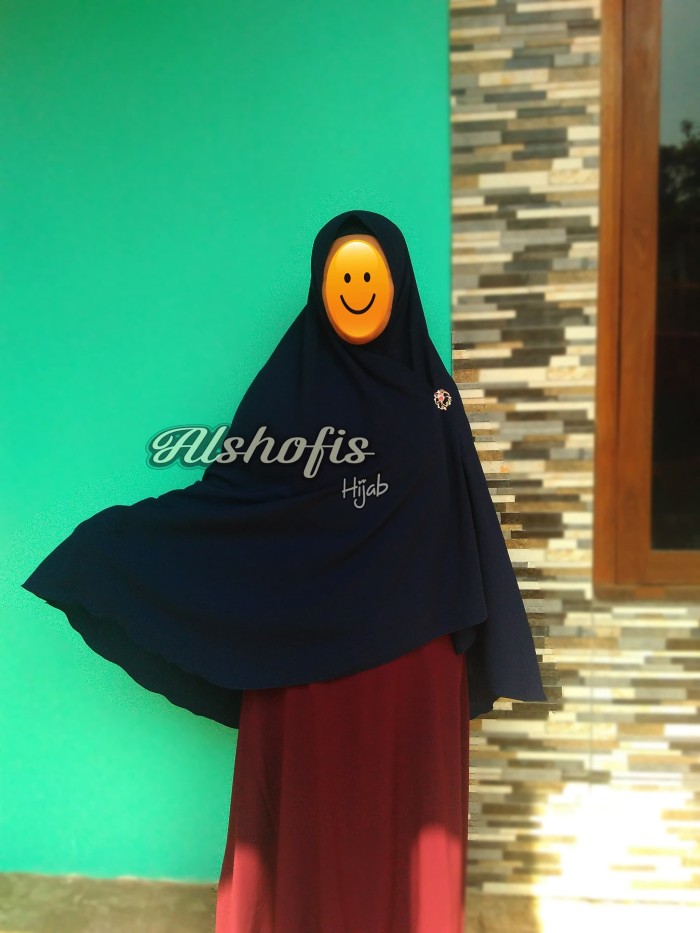 Khimar Super Jumbo Belah Tengah non Pet / Hijab Jumbo XXL by Alshofis - Black