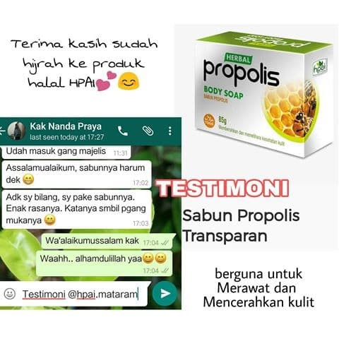 SABUN PROPOLIS HPAI TRANSPARAN MANDI KECANTIKAN KULIT WAJAH JERAWAT