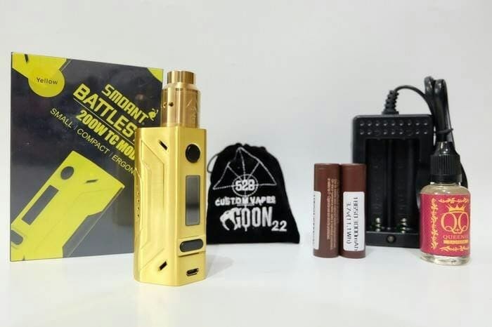 PAKET NGEBUL MOD SMOANT BATTLESTAR 200W GOLD VAPORIZER AUTHENTIC RDA