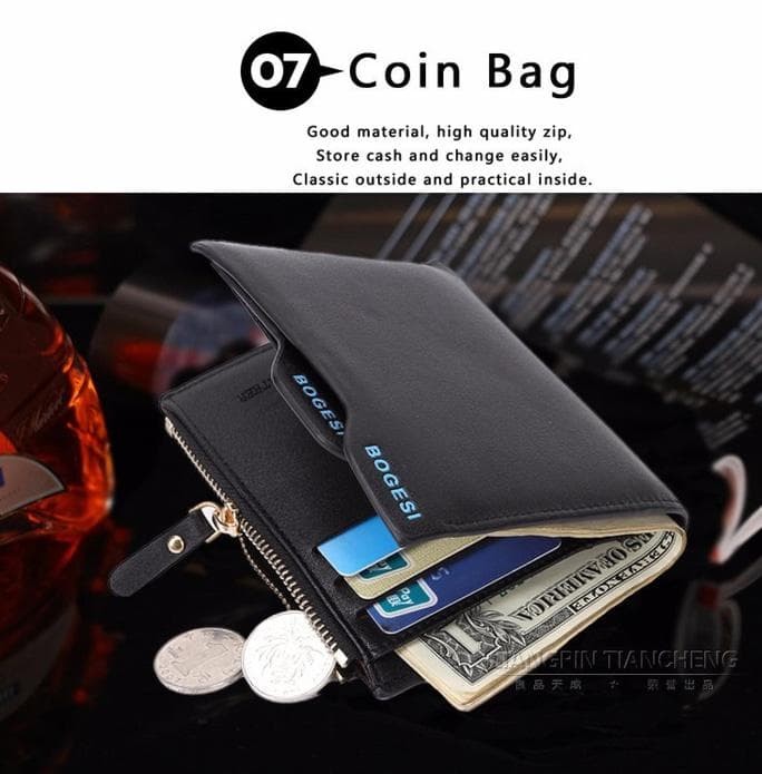 Dompet Pria/Dompet Kulit Pria/Bogesi Man Wallet Short Purse Bifold -