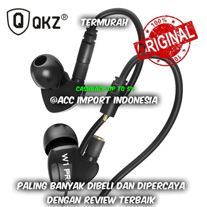 Knowledge Zenith Sport Detachable Cables with Mic - QKZ-W1 PRO - Black - Hitam