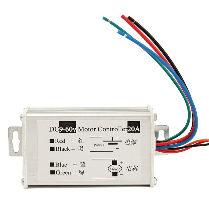 Max 20A 9-60V PWM DC Motor Stepless Variable Speed Controller Switch M