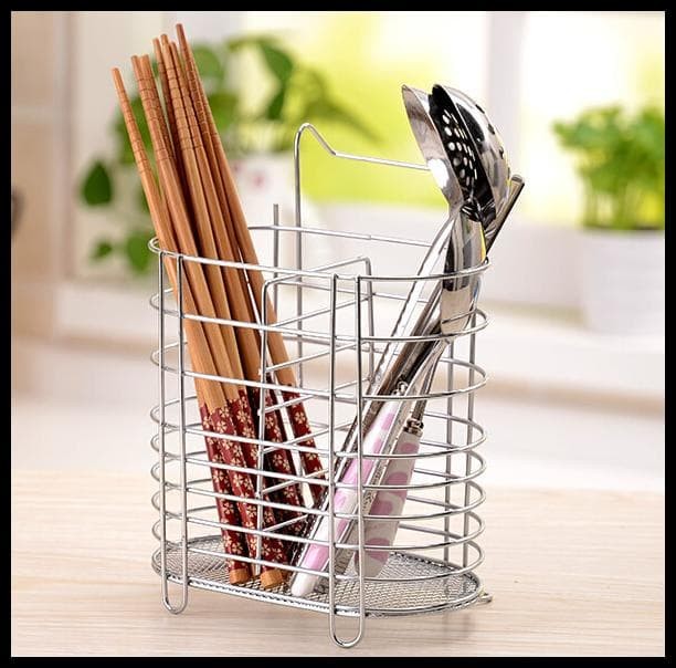 DISKON TEMPAT SENDOK GARPU GANTUNG CUTLERY RACK KERANJANG STAINLESS