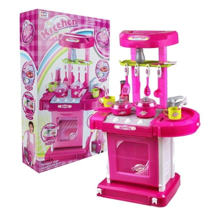 KITCHEN SET KOPER PINK / mainan anak masak masakan dapur besar seru