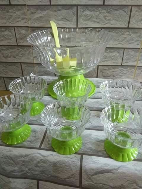 Mangkok Es Buah Set Golden Sunkist / Gelas Es Buah / Mangkok Kristal