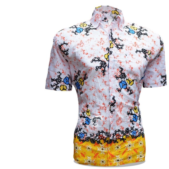 Baju Batik - Kemeja Batik Pria Lengan Pendek Batik Putih 3