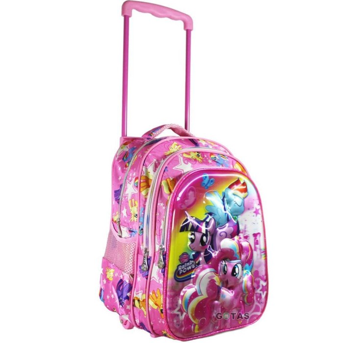 NEW Tas Ransel Troli Anak Sekolah SD Karakter Little Pony 5D 3 Kantong