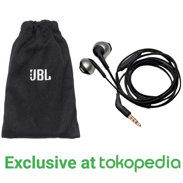 JBL T205 Earphone - Black - Exclusive Tokopedia - Hitam