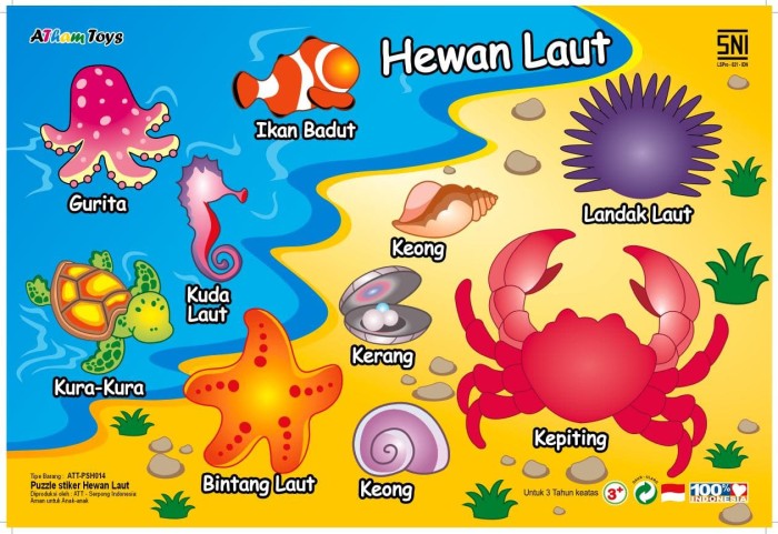 Jual Mainan Kayu Edukasi Puzzle Sticker Hewan Laut Jakarta