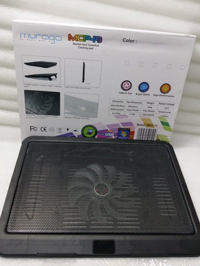 COOLING PAD / KIPAS PENDINGIN LAPTOP 2 USB N19 +1FAN BESAR - Hitam