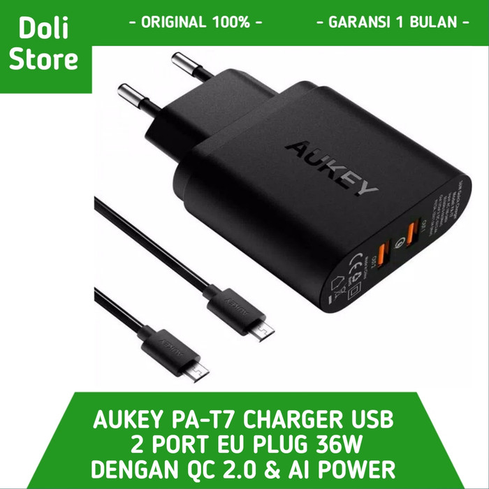 Special Offers Source · Aukey PA T7 Charger USB 2 Port EU Plug 36w Dengan QC 2 0 & AiPower