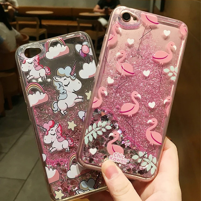 Glitter Liquid Quicksand Case Oppo A39 A57 Unicorn Flamingo Bling