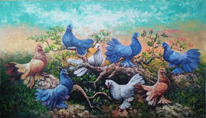 Jual Lukisan Dekorasi Dinding Tema Burung Merpati Ld 1266 Kota