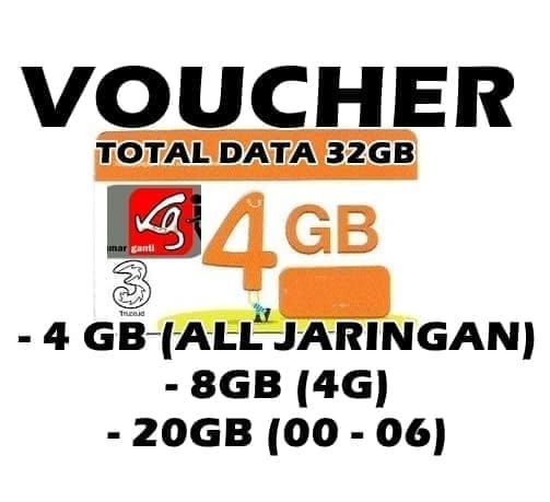 Jual Murah Voucher Three 4gb Kuota Internet 3 Data Tri 4 Gb 24 Jam Kota Metro Hoki Selluler Tokopedia