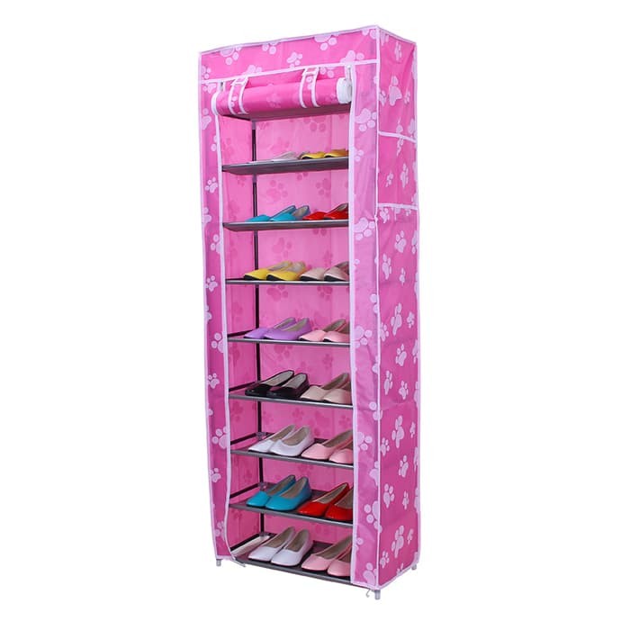 RAK SEPATU KAIN OXFORD 10 SUSUN (2KG)-RS10 OX (PINK FEET) SHENAR