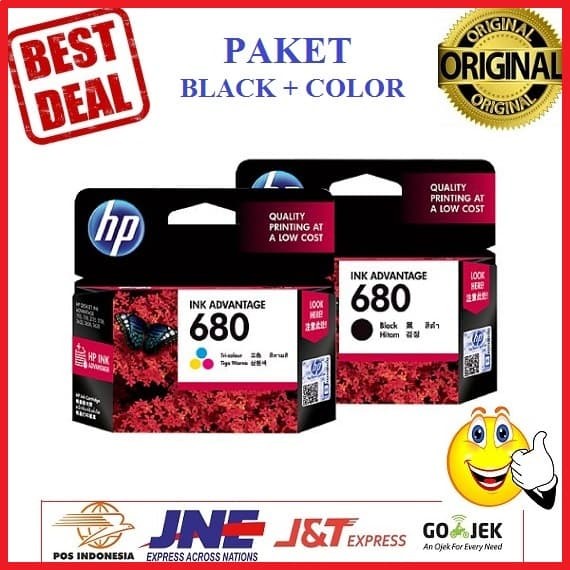 Jual Paket Tinta HP 680 Black Dan Color Printer HP Deskjet