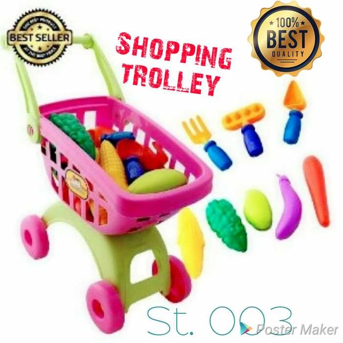 pink shopping trolley toy