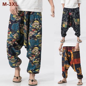 Punk men 2018 Cross Totem Jogger Pants Low Rise Lantern Mens Harem Hiphop