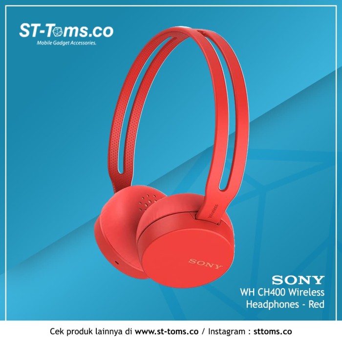 Sony WH CH400 / CH 400 / CH-400 Wireless Headphones - Red - St
