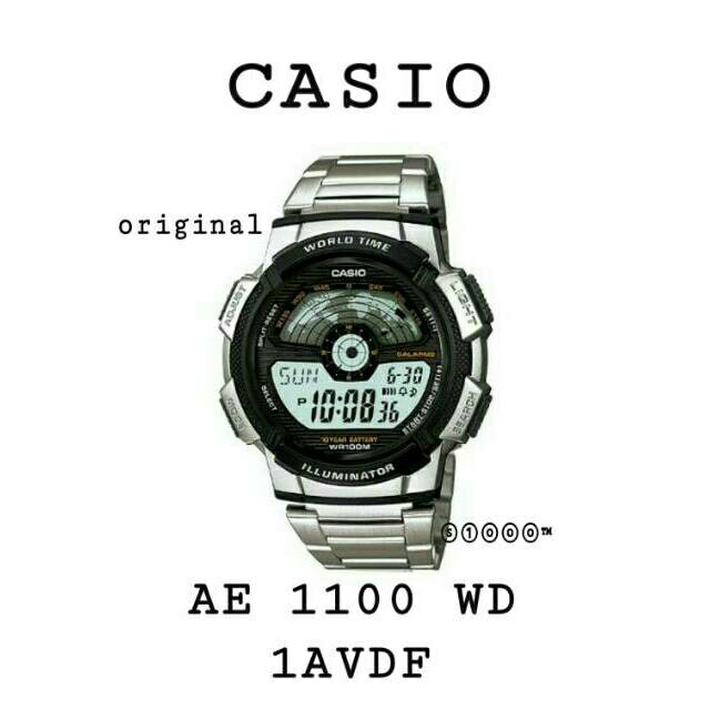 Casio Digital AE-1100WD-1AVDF Jam Tangan Pria Silver Stainless Steel