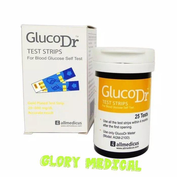 Foto Produk Strip Gula Darah Glucodr Test Strip/ Gluco Dr Strip Isi 25 Bionsensor dari Glory Medical