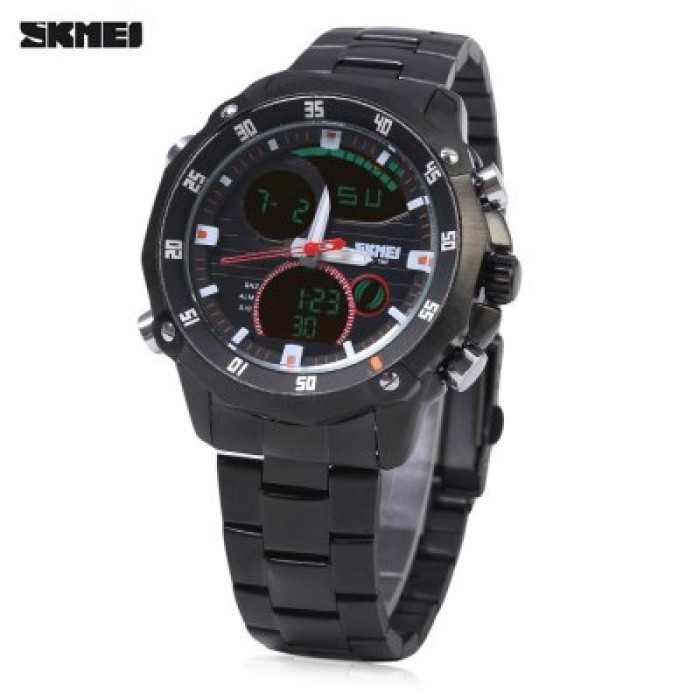 Jam Tangan Pria Dual SKMEI Men Stainless Sport LED Original AD1121 - Silver